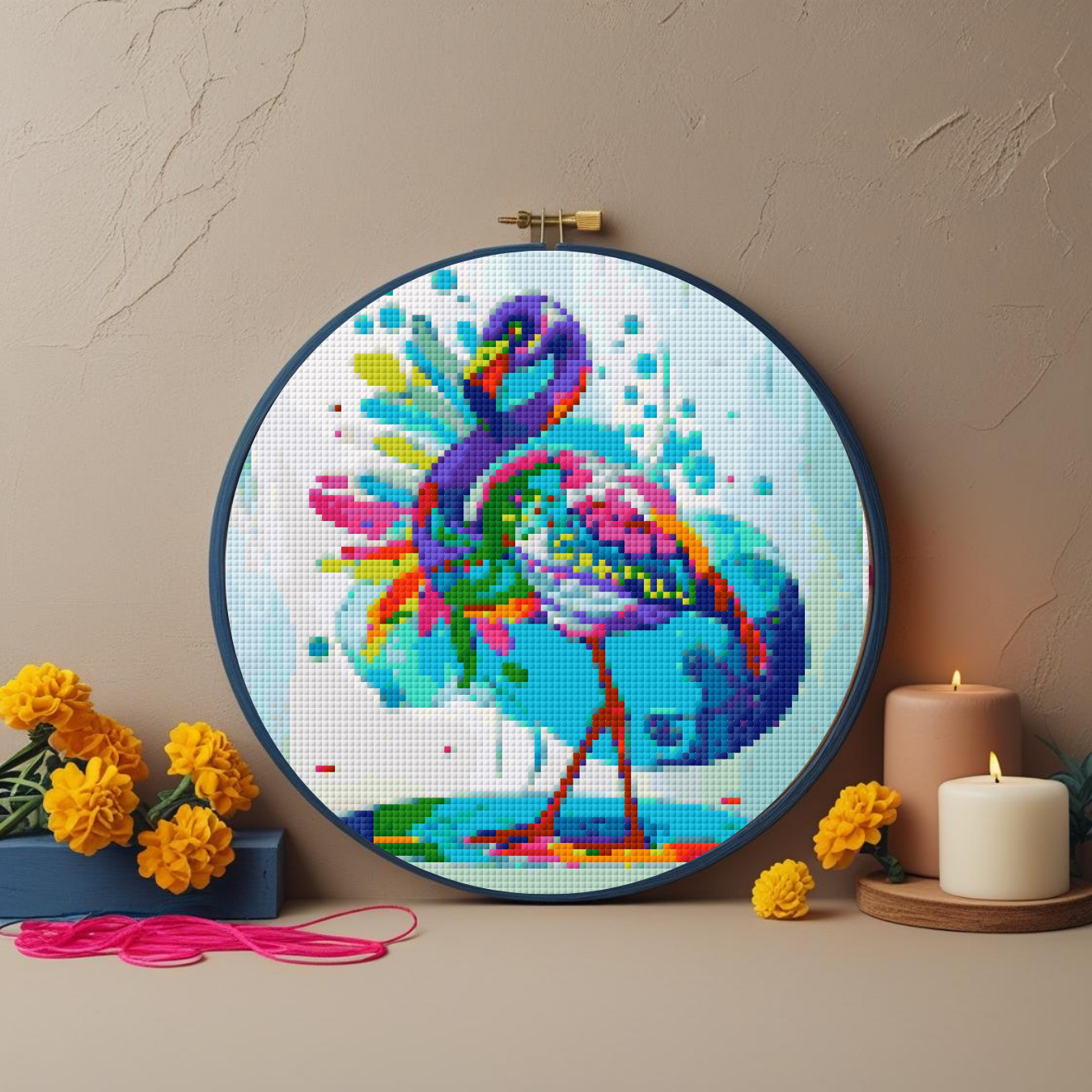 Flamingo Spirit Animal Cross Stitch Pattern