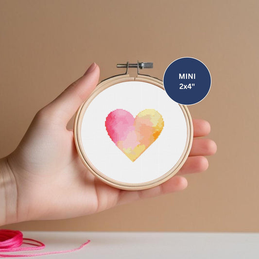 Tiny Heart Cross Stitch Pattern – Instant Mini PDF Download