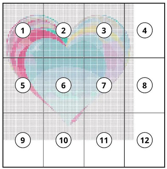 Blue Watercolor Heart Cross Stitch Pattern