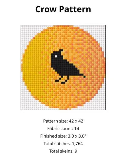 Ombre Mini Crow Cross Stitch Pattern – Halloween Instant PDF