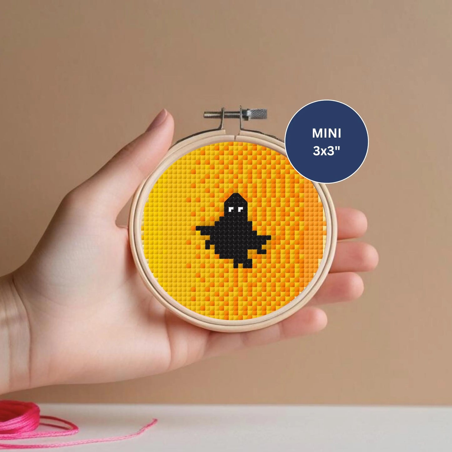 Mini Ghost Cross Stitch Pattern – 3x3 Spooky Silhouette PDF Download
