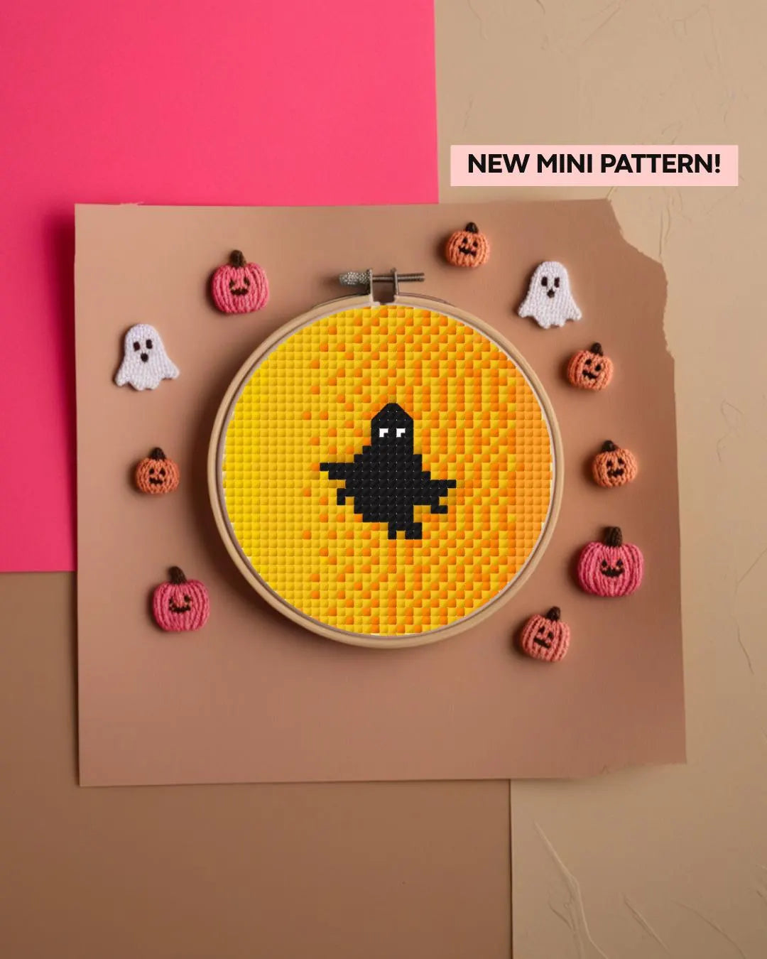 Mini Ghost Cross Stitch Pattern – 3x3 Spooky Silhouette PDF Download