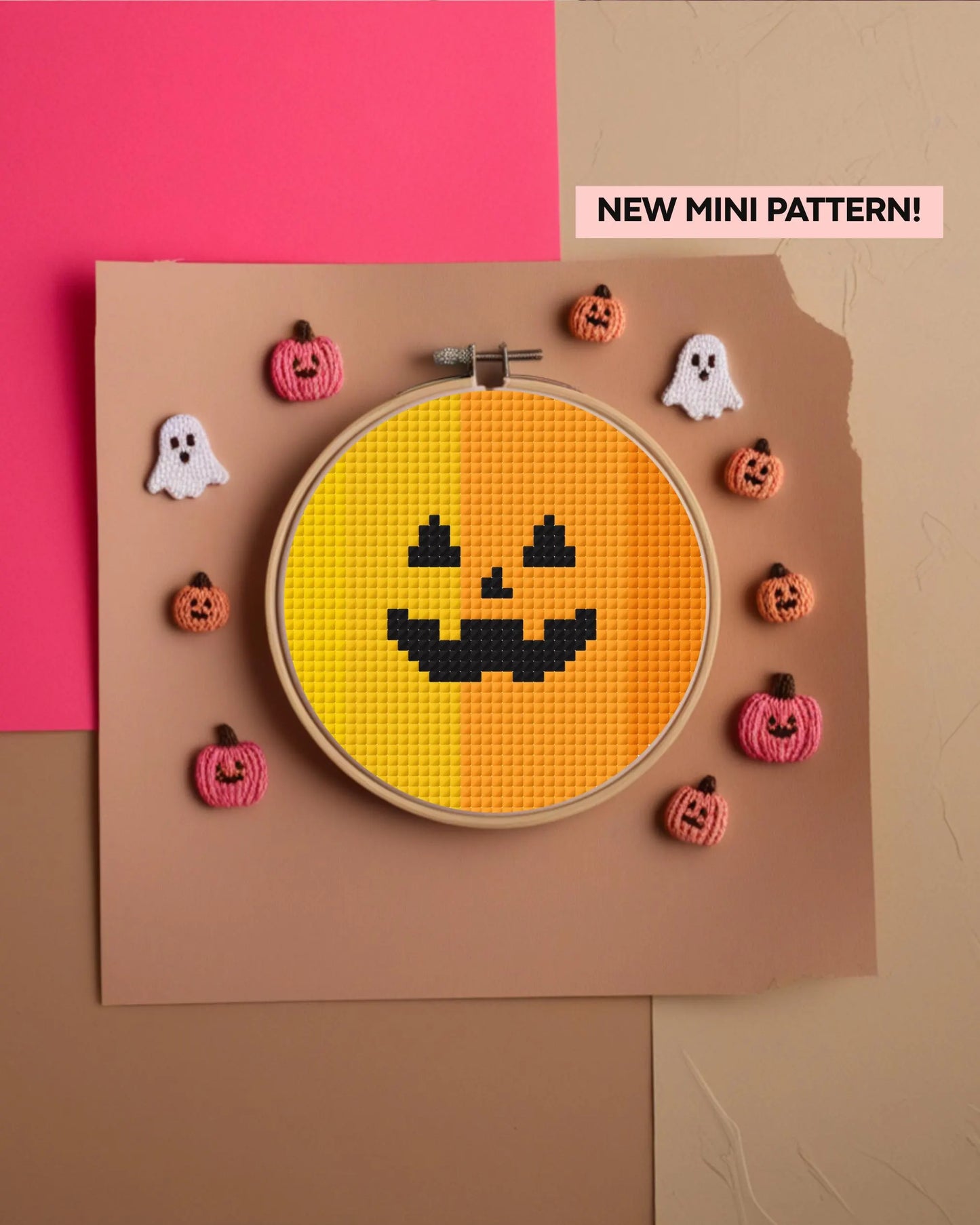 Mini Pumpkin Cross Stitch Pattern – 3x3 Ombre Gradient PDF Download