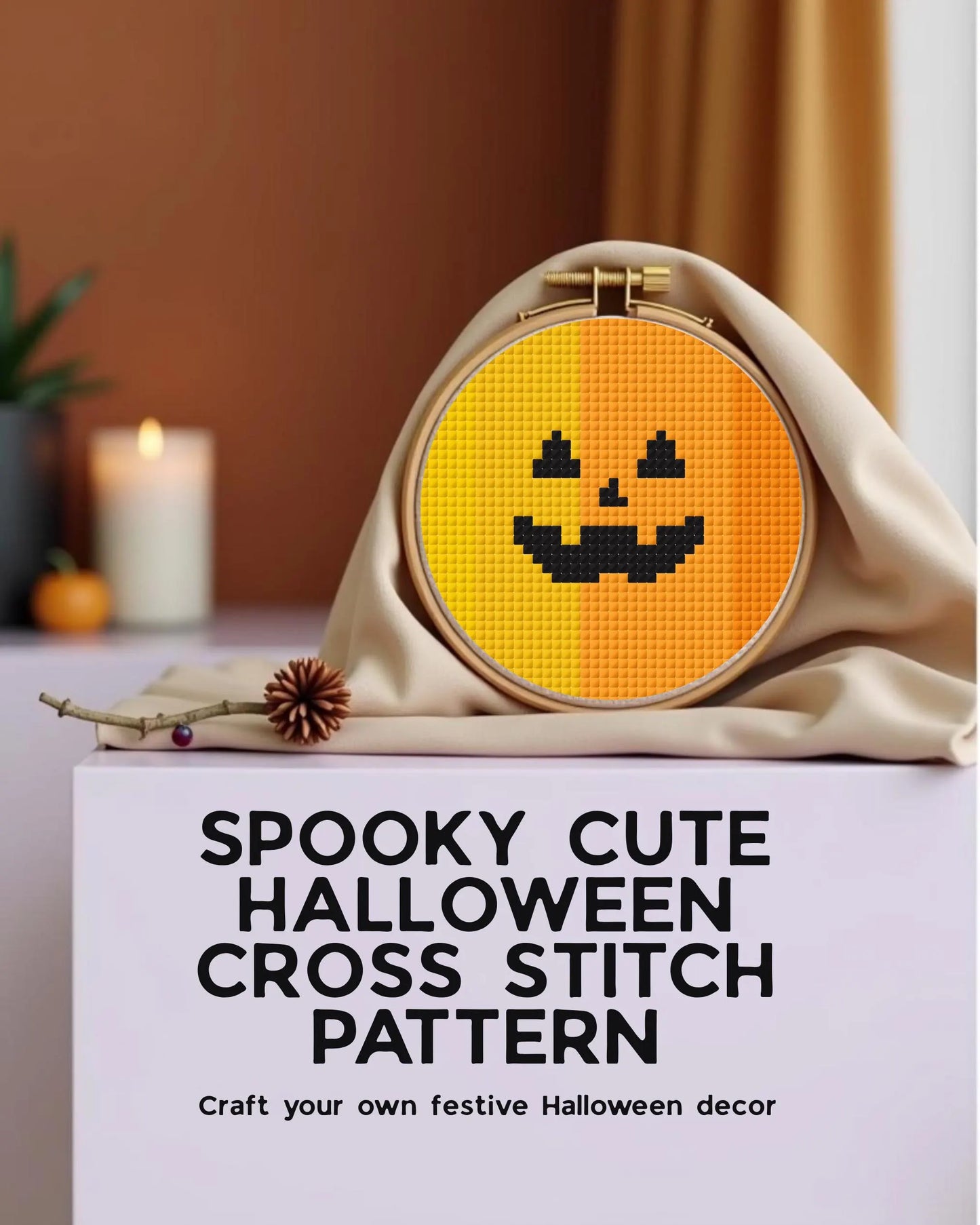 Mini Pumpkin Cross Stitch Pattern – 3x3 Ombre Gradient PDF Download