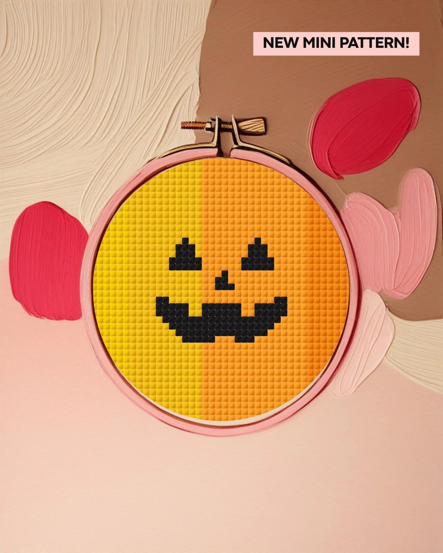 Mini Pumpkin Cross Stitch Pattern – 3x3 Ombre Gradient PDF Download