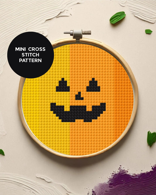 DIY Mini Jack-O’-Lantern Cross Stitch Kit – Perfect for Halloween!