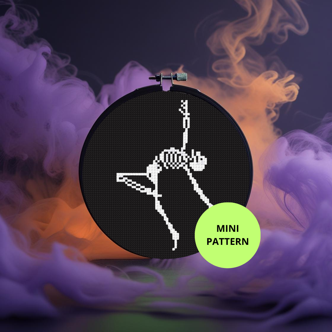 Glow-in-the-Dark Dancing Skeleton Cross Stitch Pattern