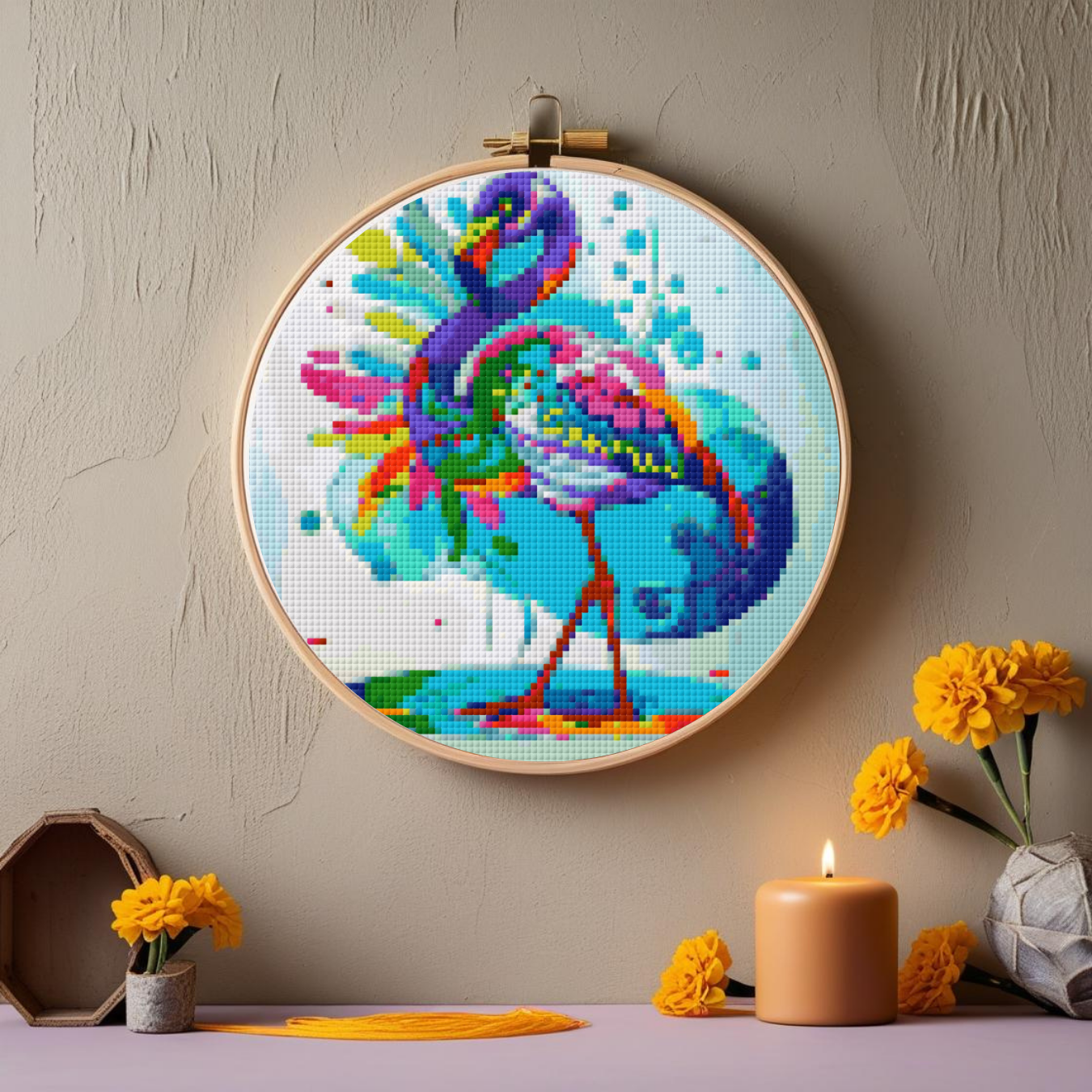 Flamingo Spirit Animal Cross Stitch Pattern