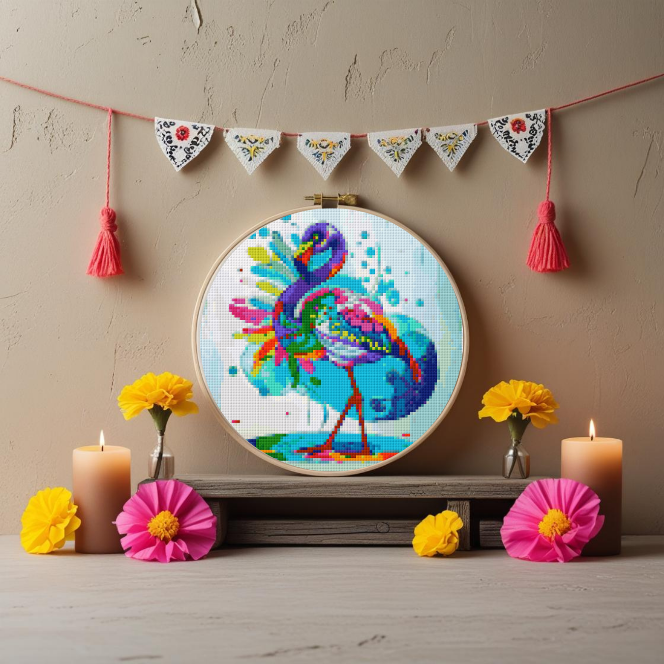 Flamingo Spirit Animal Cross Stitch Pattern