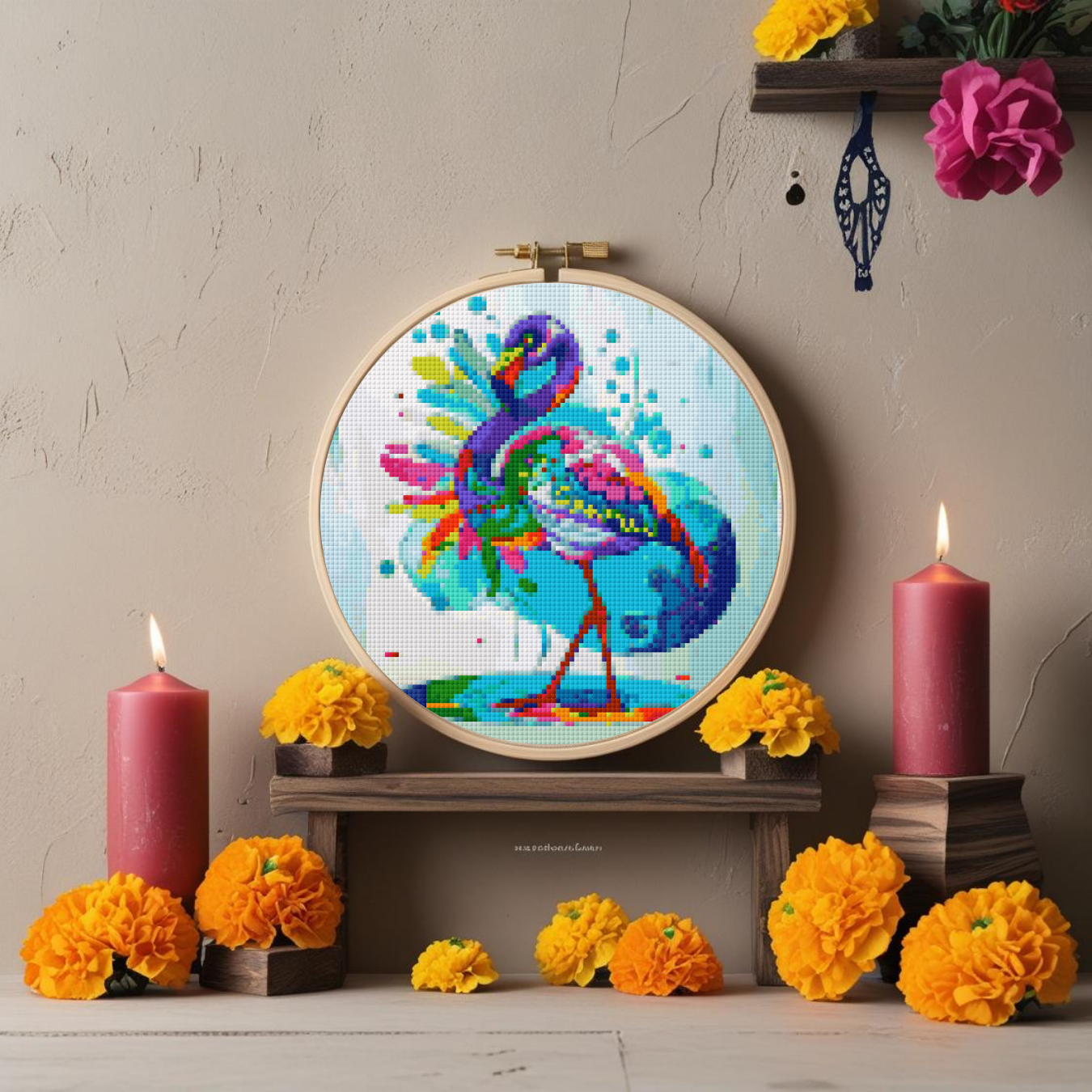 Flamingo Spirit Animal Cross Stitch Pattern