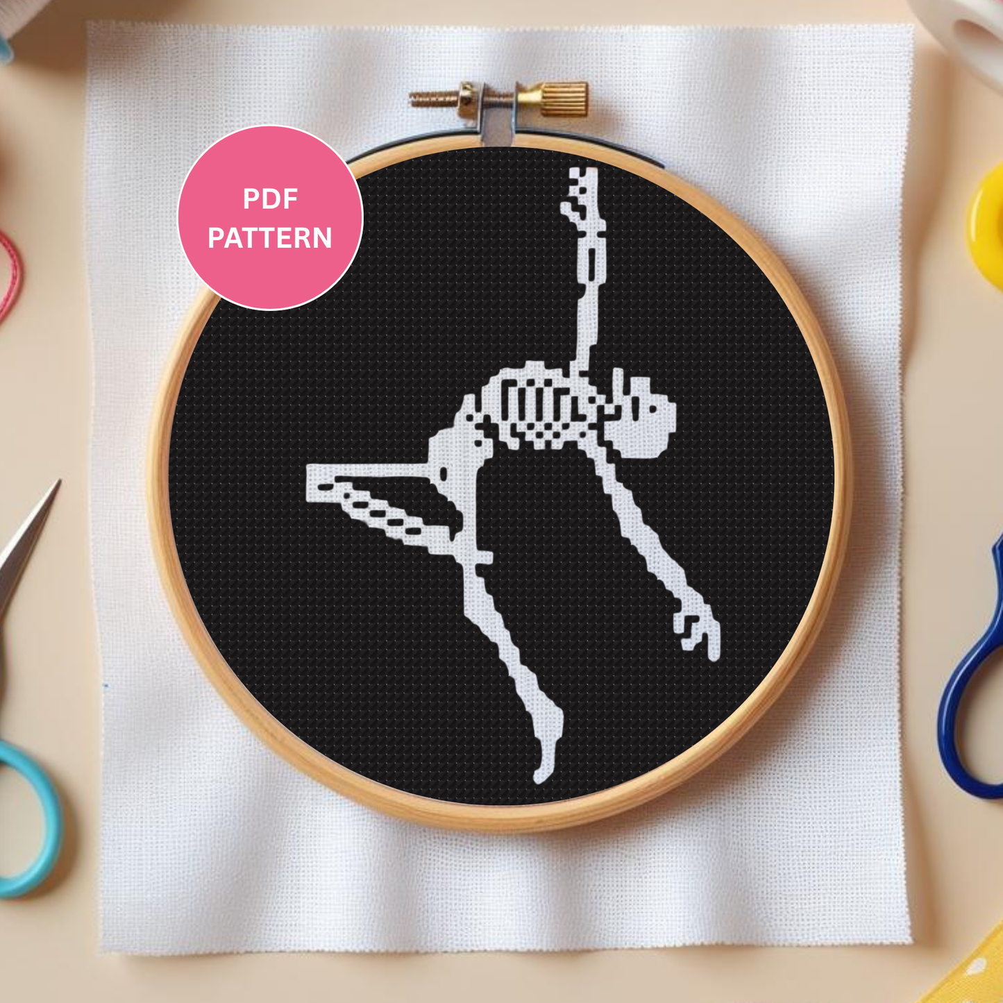 Glow-in-the-Dark Dancing Skeleton Cross Stitch Pattern