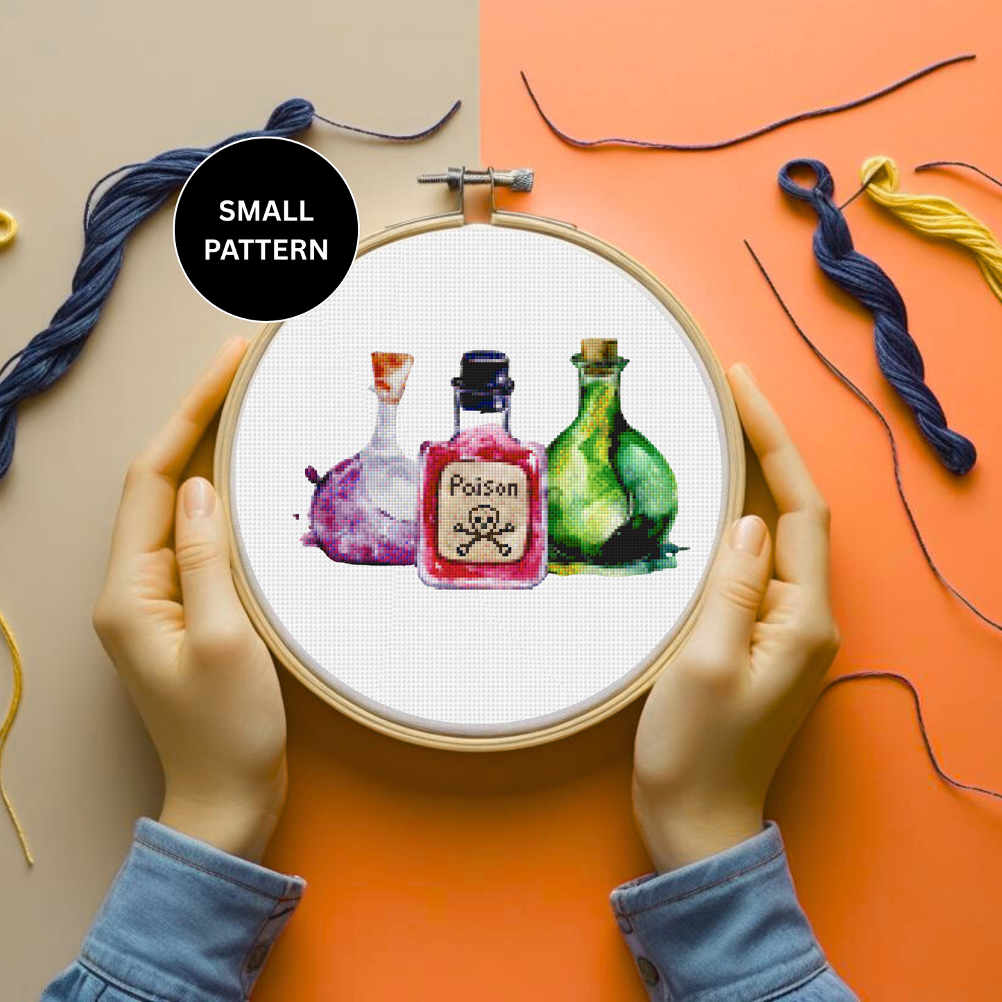 Halloween Potion Bottles Cross Stitch Pattern