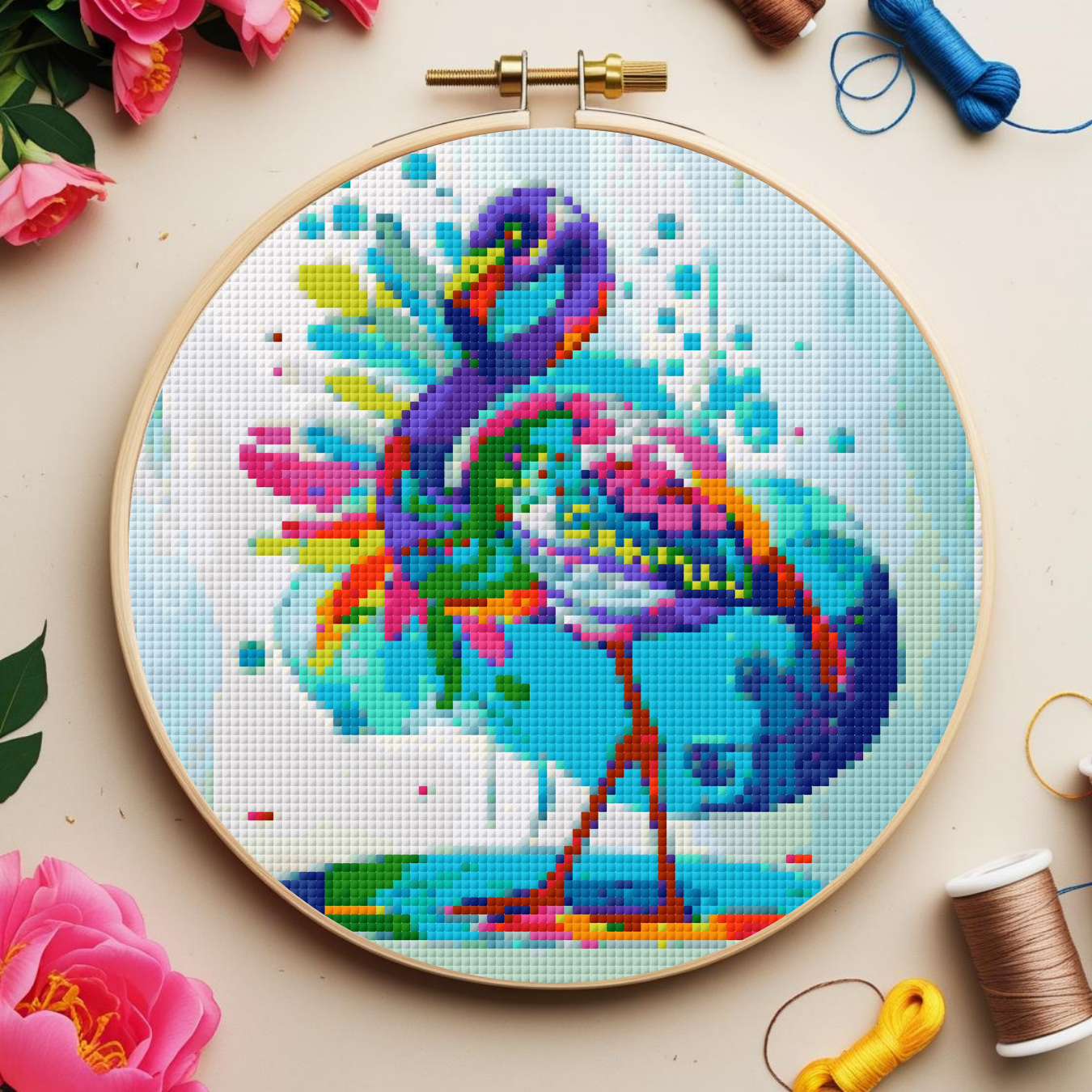 Flamingo Spirit Animal Cross Stitch Pattern