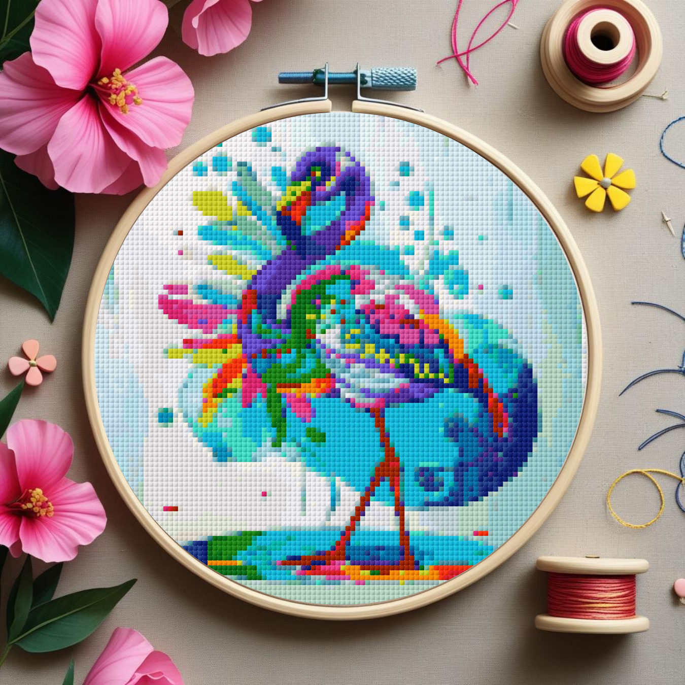 Flamingo Spirit Animal Cross Stitch Pattern