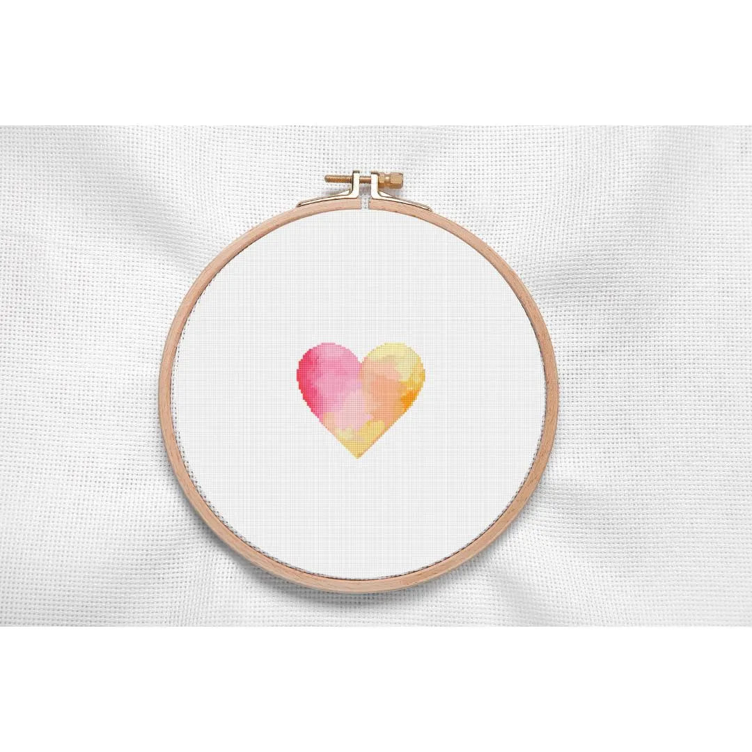Tiny Heart Cross Stitch Pattern – Instant Mini PDF Download