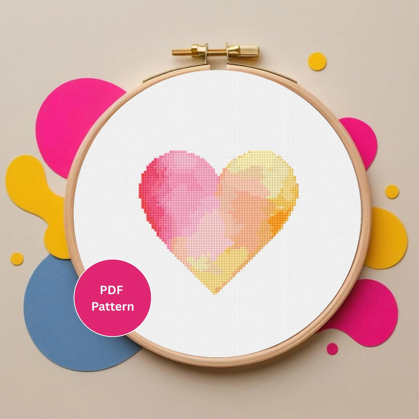 Tiny Heart Cross Stitch Pattern – Instant Mini PDF Download