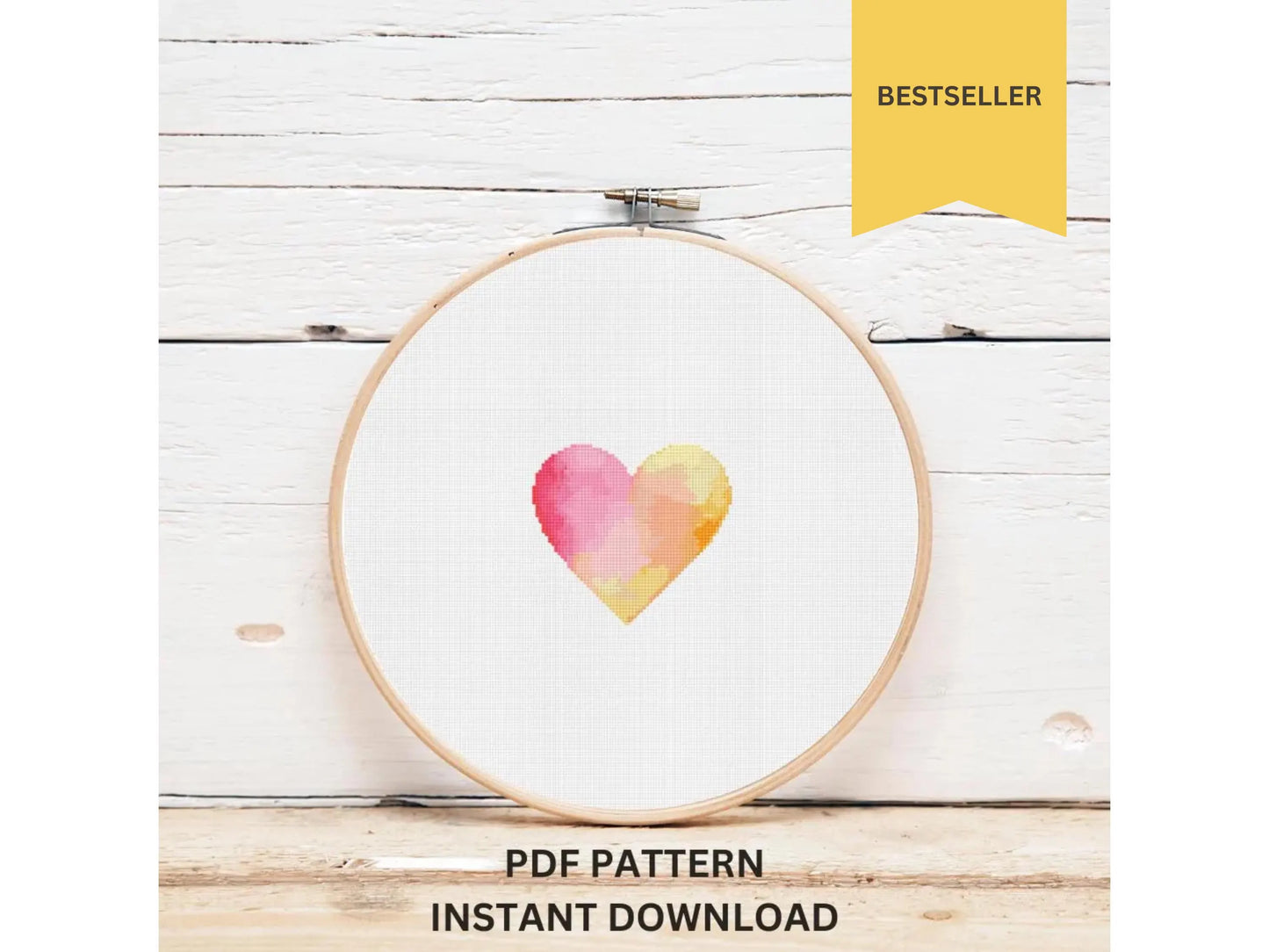 Tiny Heart Cross Stitch Pattern – Instant Mini PDF Download