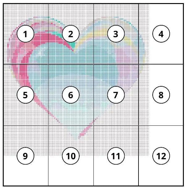 Blue Watercolor Heart Cross Stitch Pattern