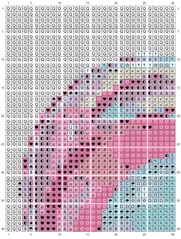 Blue Watercolor Heart Cross Stitch Pattern