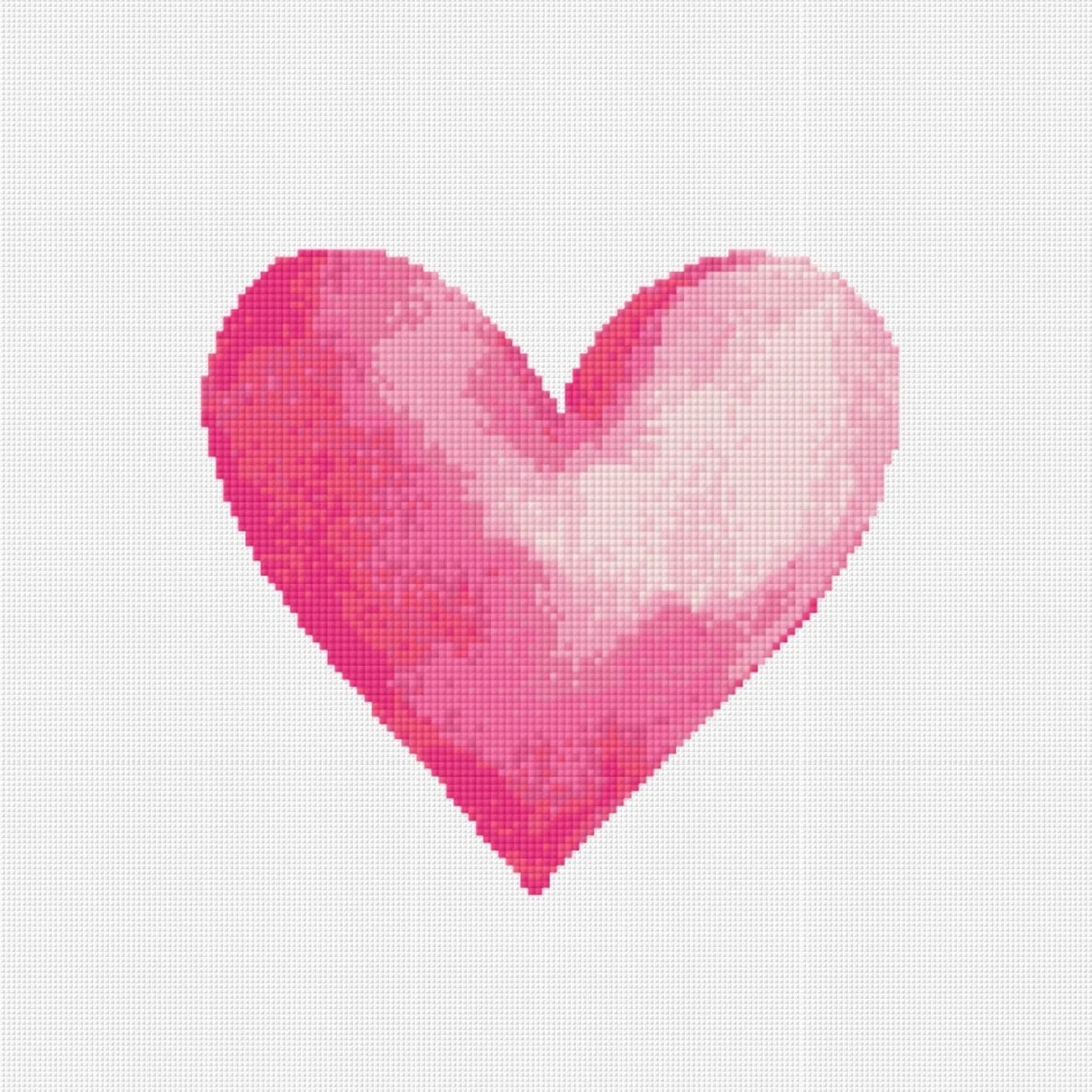 Pink Watercolor Heart Cross Stitch