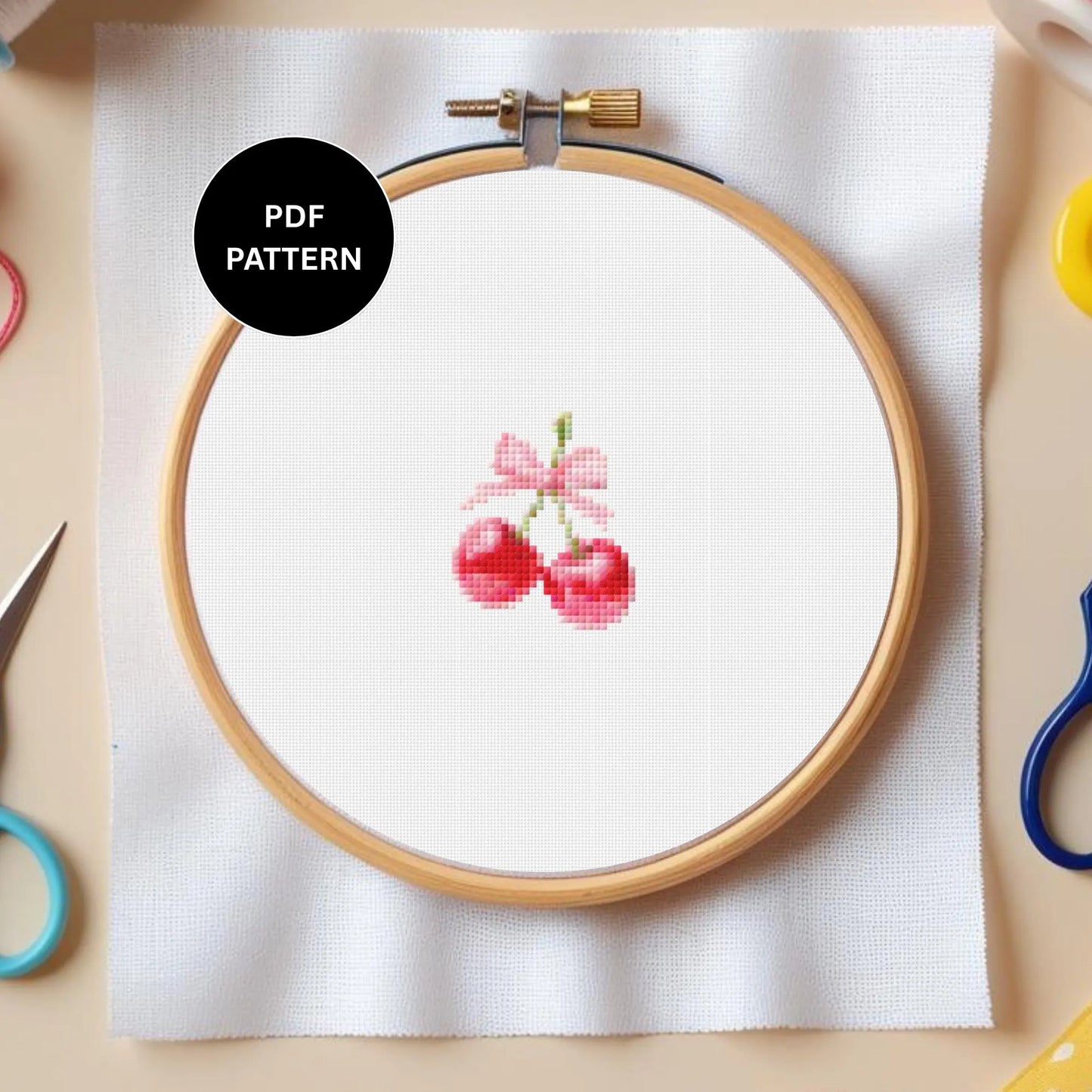 Mini Cherry Cross Stitch Pattern