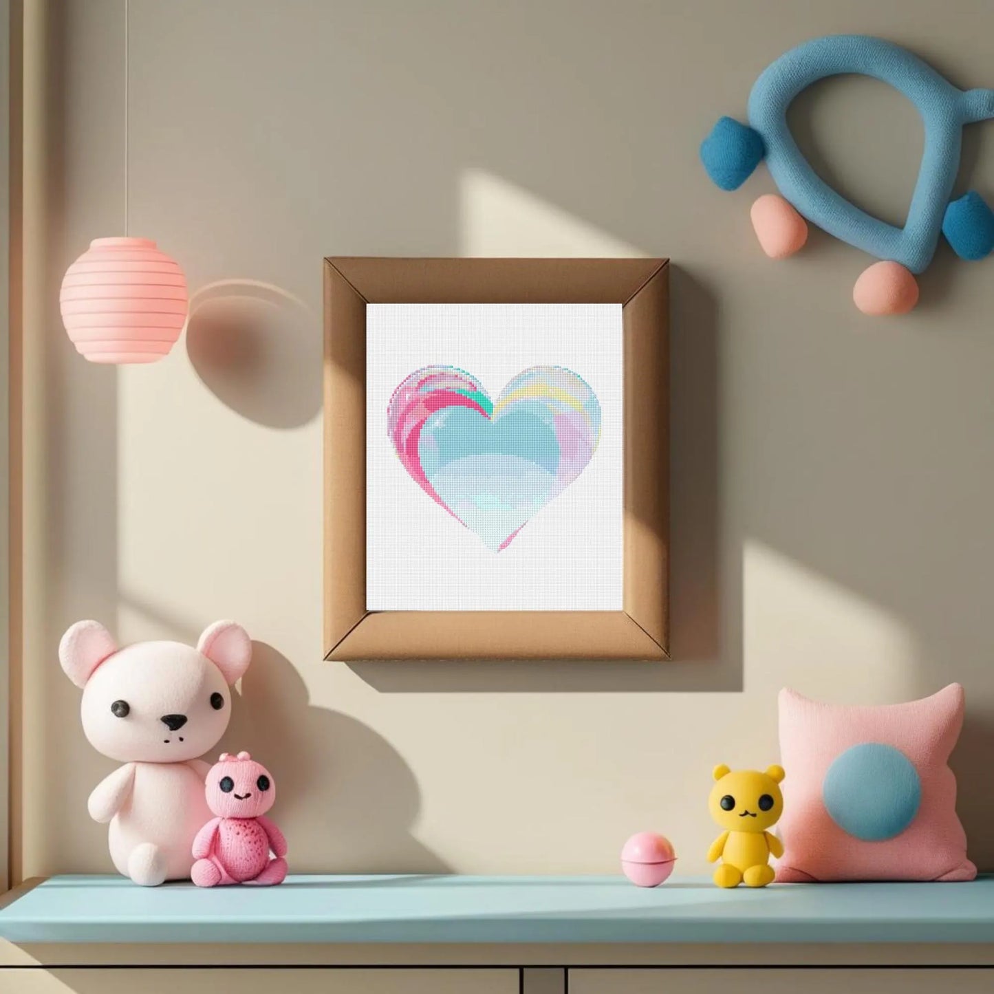 Blue Watercolor Heart Cross Stitch Pattern