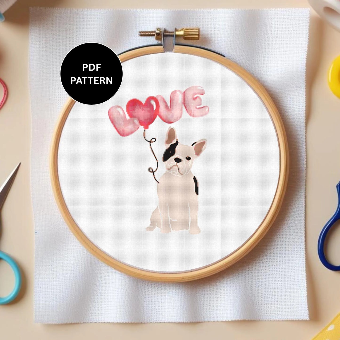 French Bulldog Cross Stitch Design