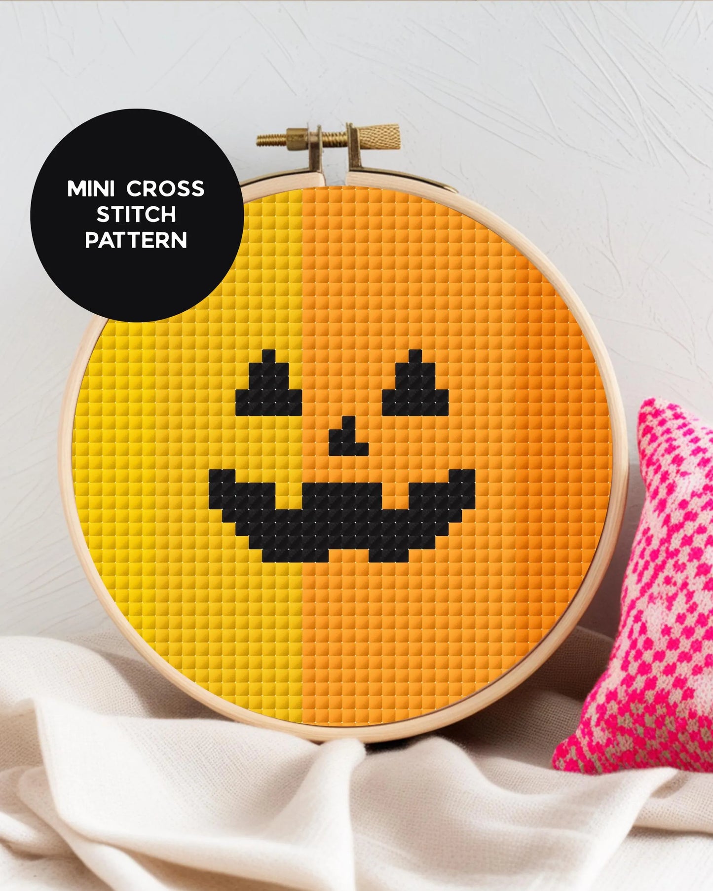 Mini Pumpkin Cross Stitch Pattern – 3x3 Ombre Gradient PDF Download